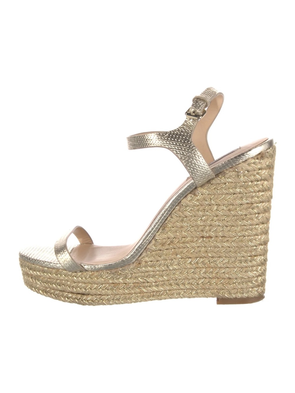 Metallic Gold Wedge Espadrille Sandals - Women's